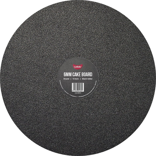 Round Glitter Masonite Cake Board 6mm | Black | 14 Inch