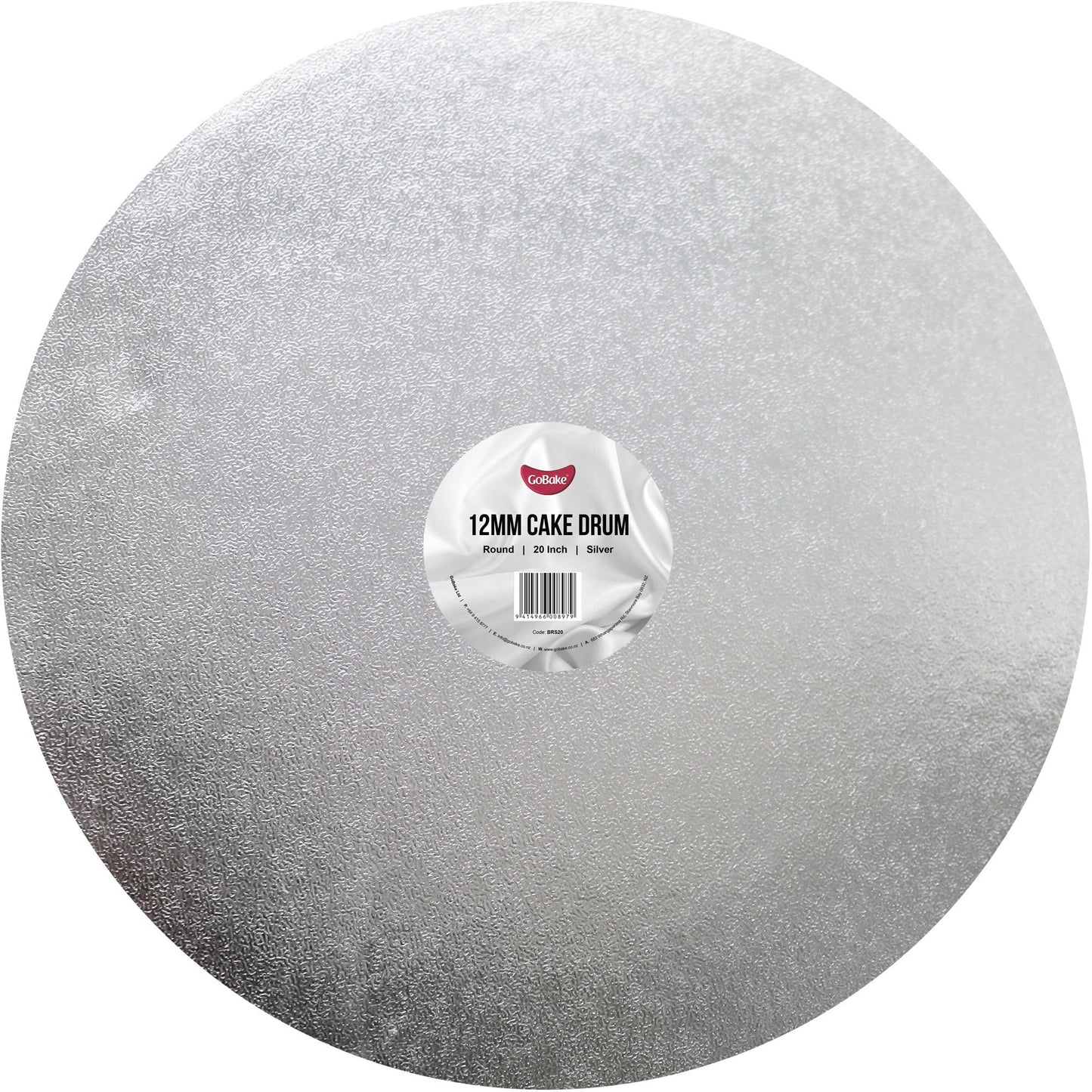 Round Cake Drum 12mm | Silver | 20 Inch