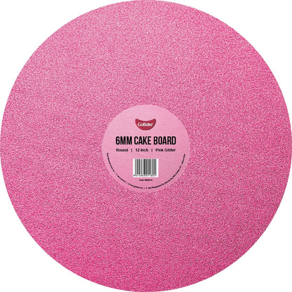 Round Glitter Masonite Cake Board 6mm | Pink | 12 Inch