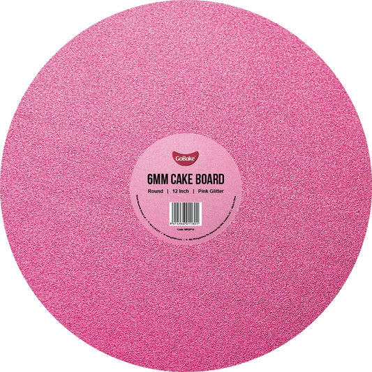 Round Glitter Masonite Cake Board 6mm | Pink | 12 Inch