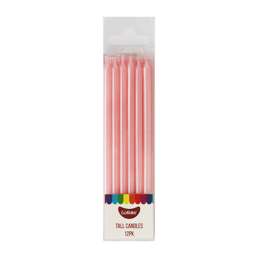 Tall Pearl Pink Candles 12cm | 12pc