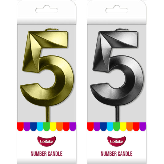 Number 5 Metallic Candle