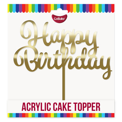 Acrylic Happy Birthday Topper | Gold
