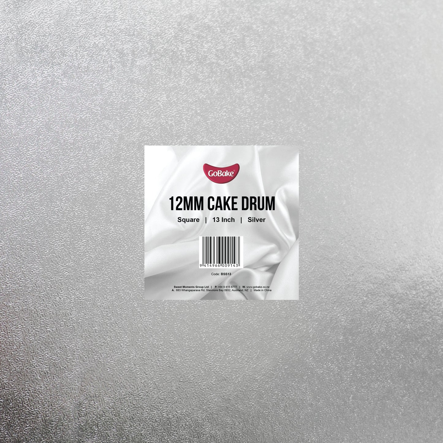 12mm Cake Drum Silver Square Wrapped 13 Inch