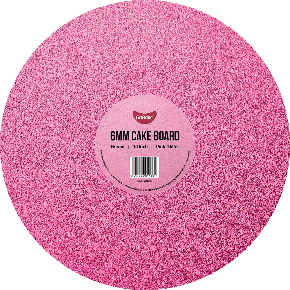 Round Glitter Masonite Cake Board 6mm | Pink | 10 Inch