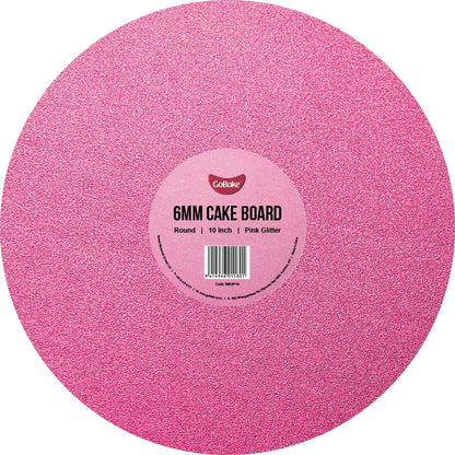 Round Glitter Masonite Cake Board 6mm | Pink | 10 Inch