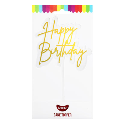 Small Elegant Happy Birthday Topper | Gold