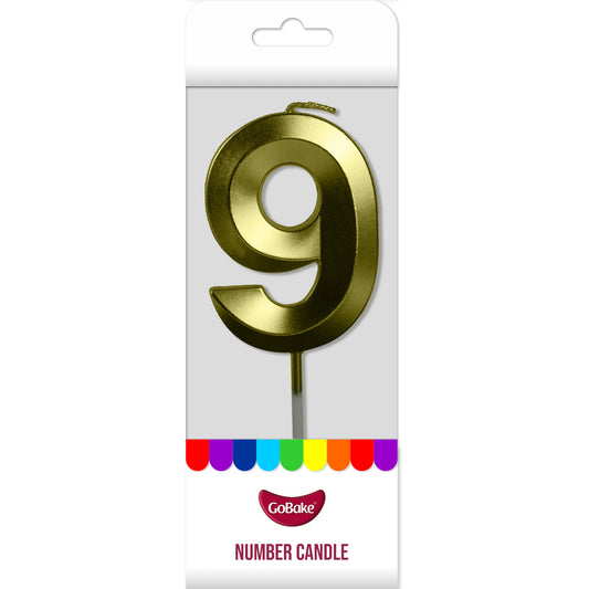 Number 9 Metallic Candle