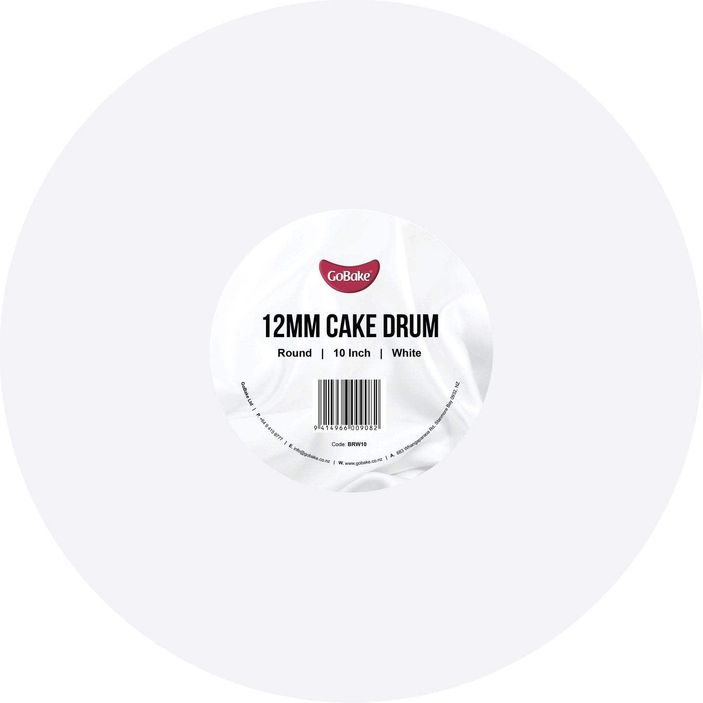 Round Cake Drum 12mm | White | 10 Inch