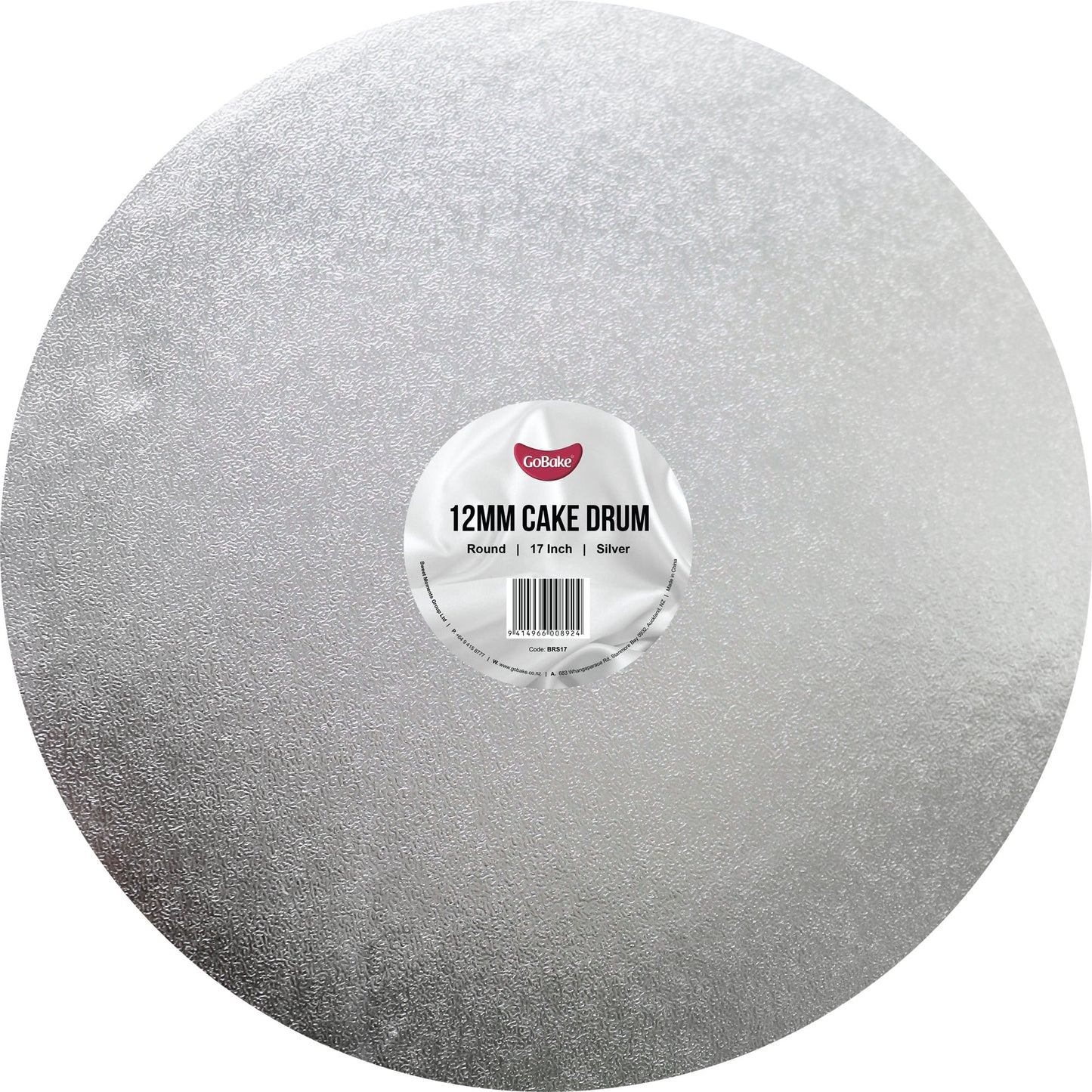 12mm Cake Drum Silver Round Wrapped 17 Inch