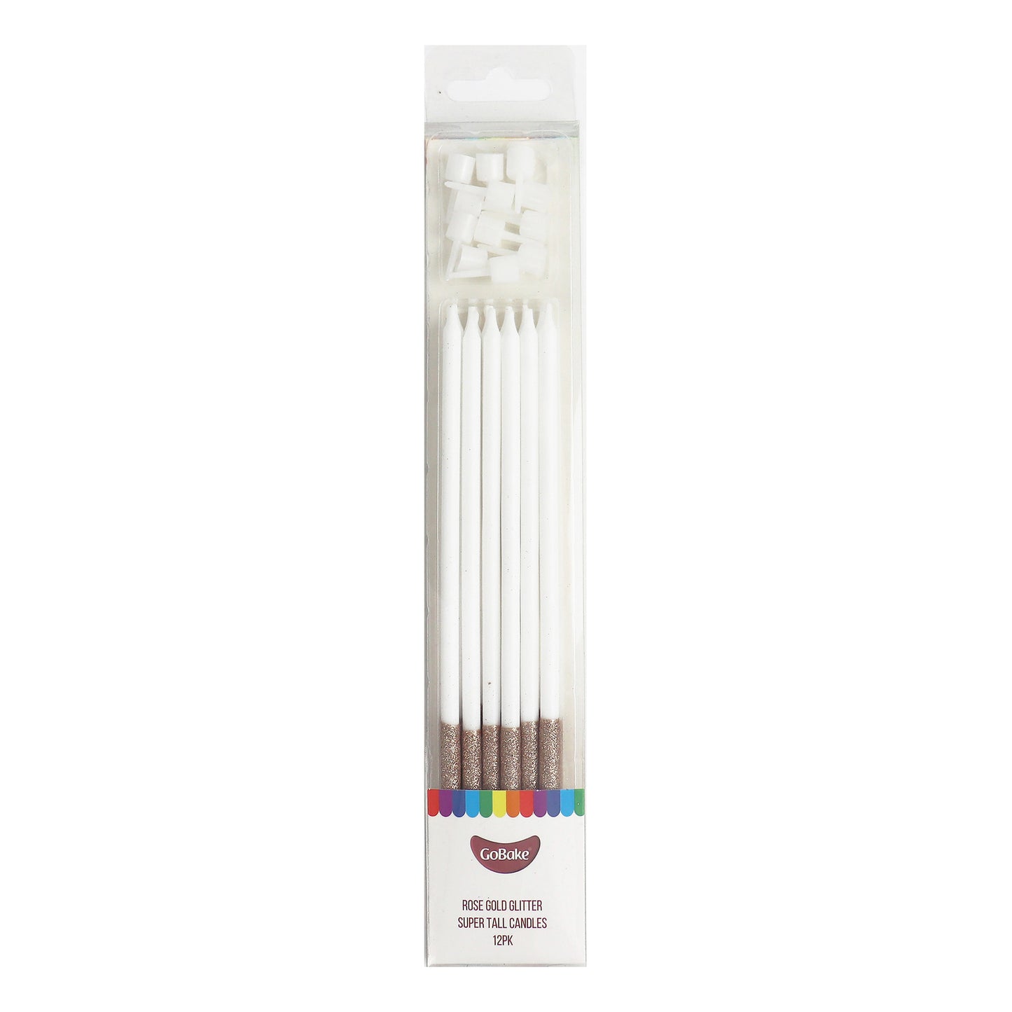 Super Tall Rose Gold Glitter Candles 18cm | 18pc