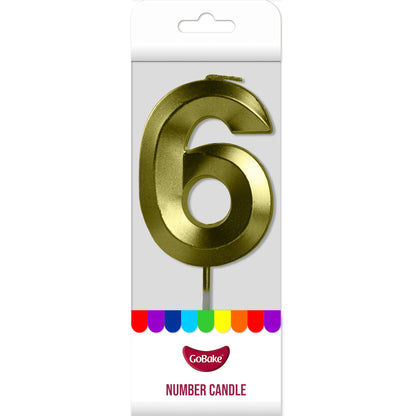 Number 6 Metallic Candle