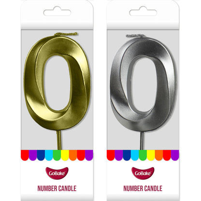 Number 0 Metallic Candle