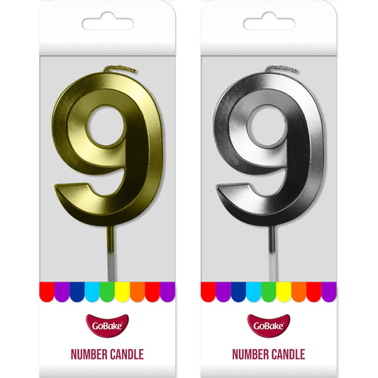 Number 9 Metallic Candle