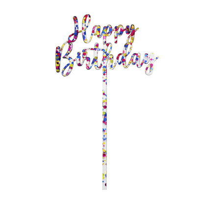 Small Classic Happy Birthday Topper | Rainbow