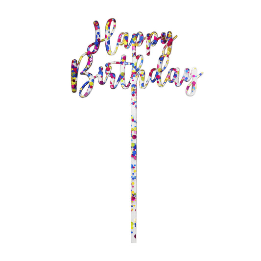 Small Classic Happy Birthday Topper | Rainbow