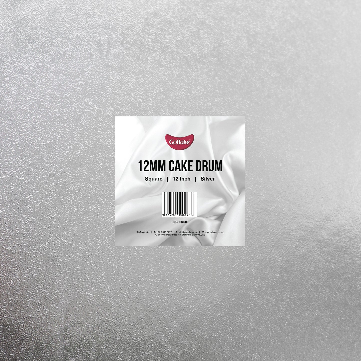 Square Cake Drum 12mm | Silver | 12 Inch