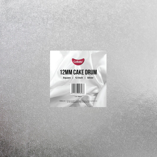 Square Cake Drum 12mm | Silver | 12 Inch