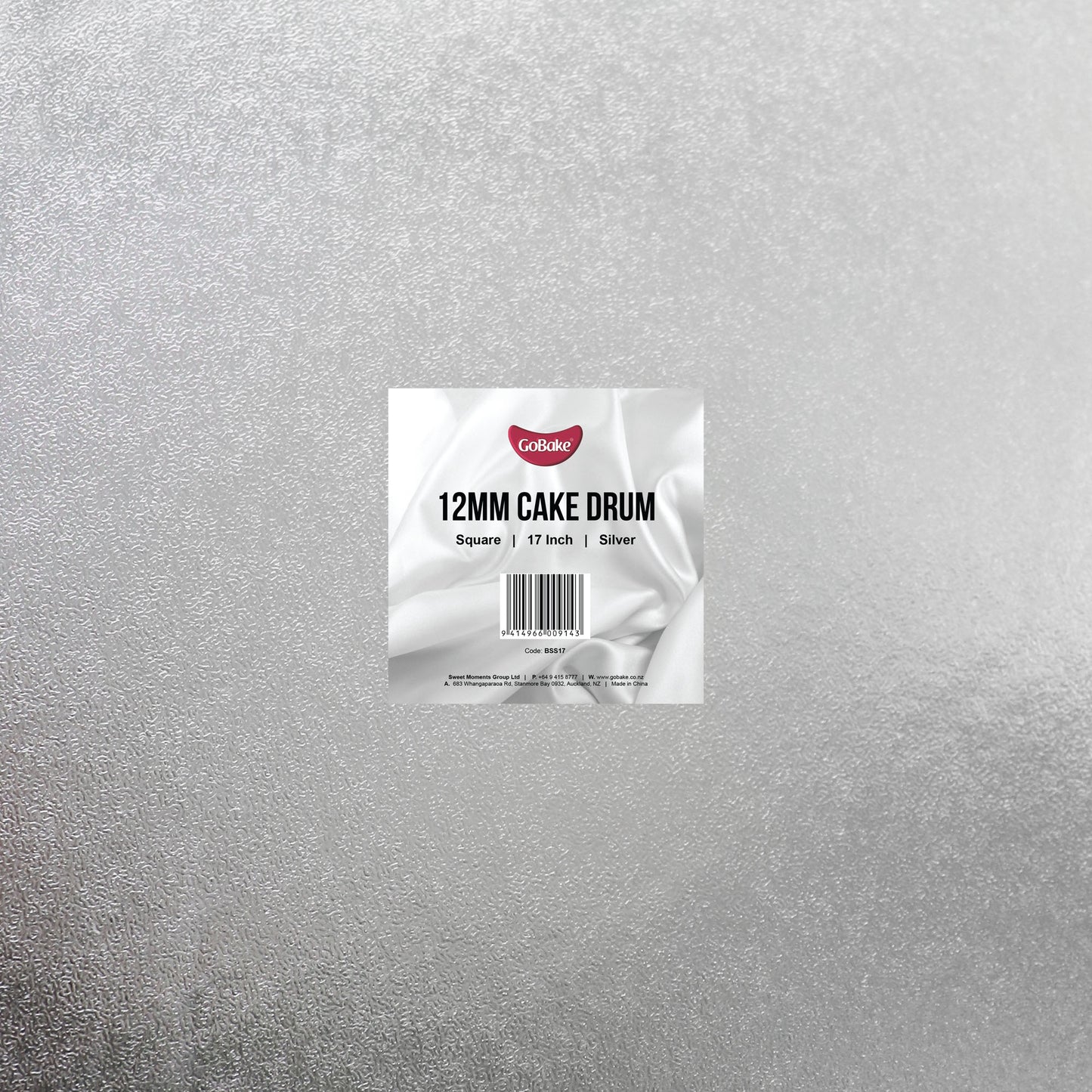 12mm Cake Drum Silver Square Wrapped 17 Inch