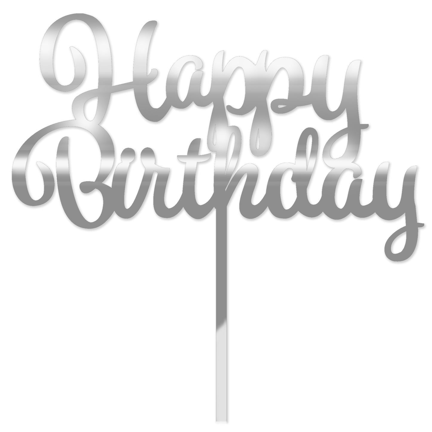 Acrylic Happy Birthday Topper | Silver