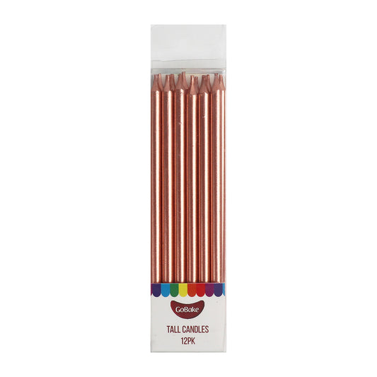 Tall Pearl Rose Gold Candles 12cm | 12pc