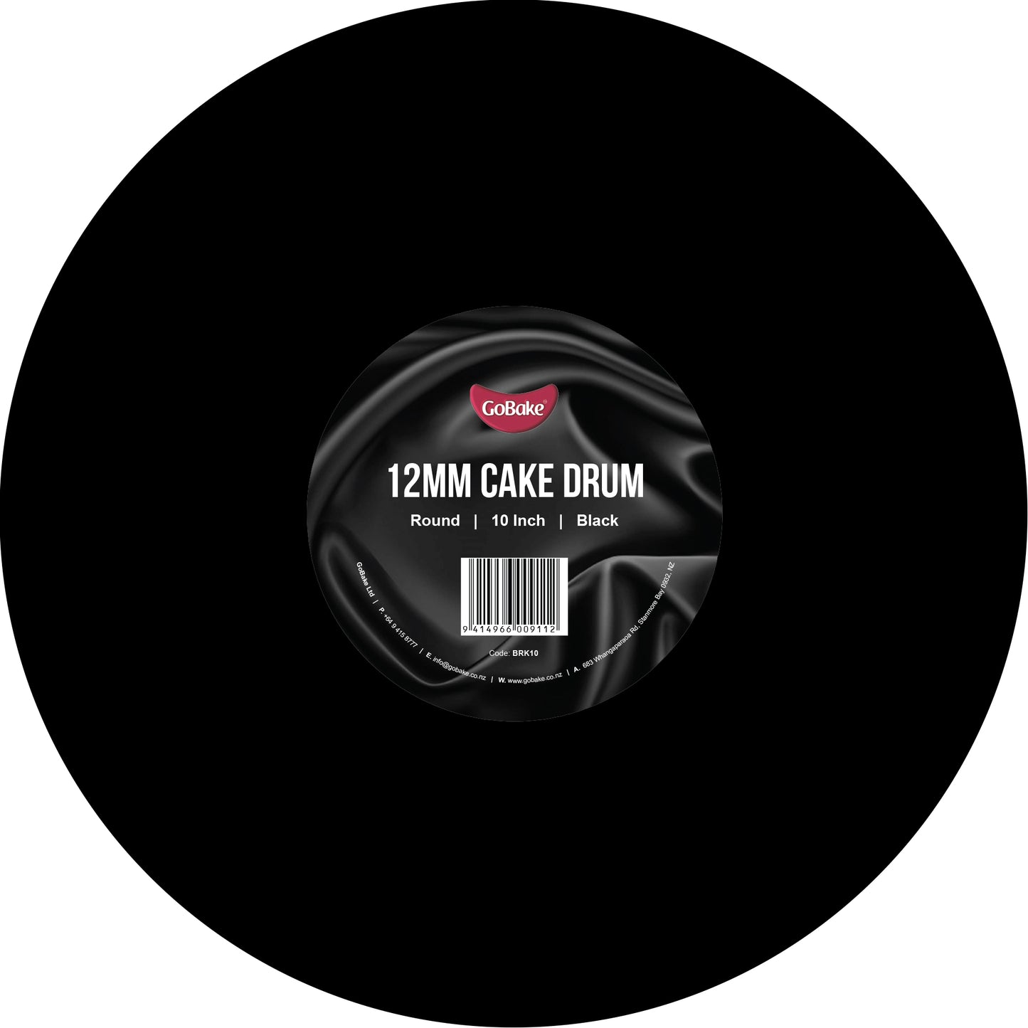 Round Cake Drum 12mm | Black | 10 Inch
