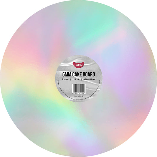 Round Mirror Masonite Cake Board 6mm | Silver | 12 Inch