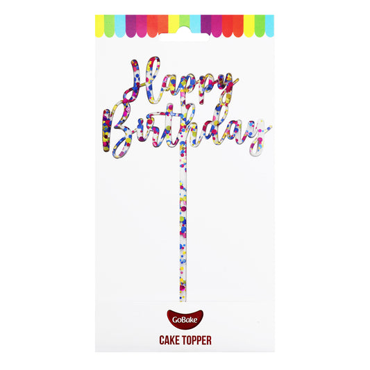 Small Classic Happy Birthday Topper | Rainbow