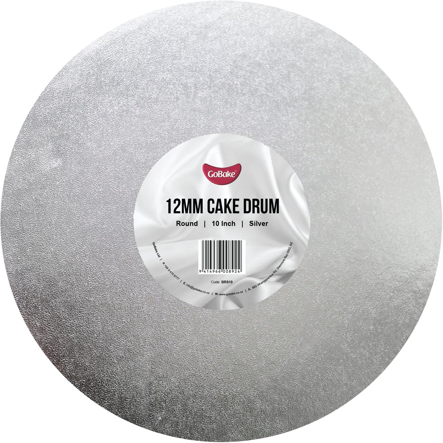Round Cake Drum 12mm | Silver | 10 Inch
