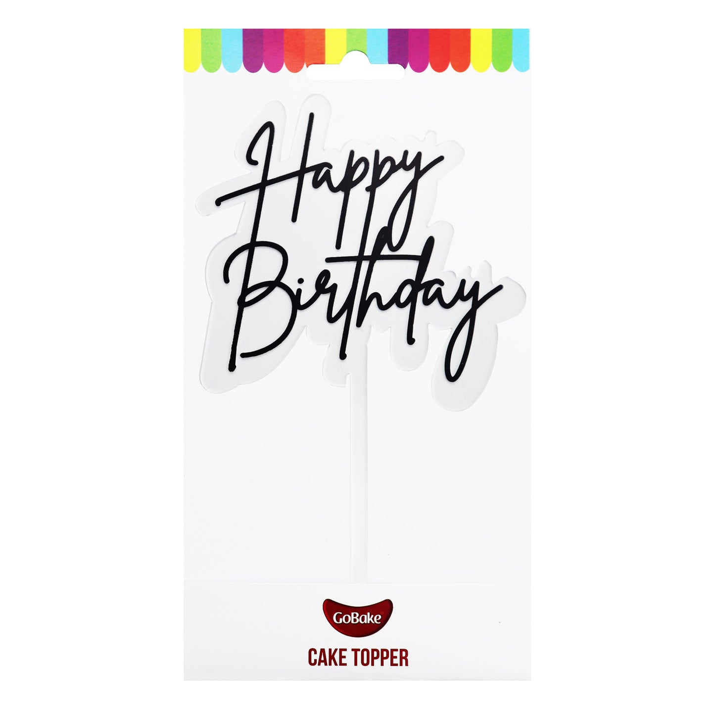 Small Elegant Happy Birthday Topper | Black