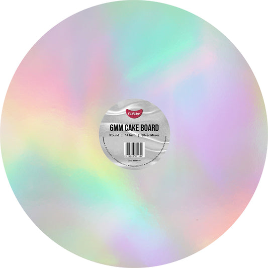 Round Mirror Masonite Cake Board 6mm | Silver | 14 Inch