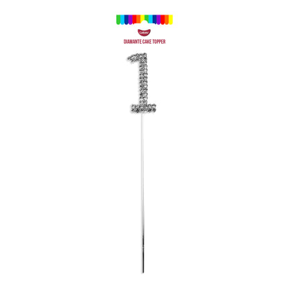Silver Diamante Number 1 Topper | 4.5cm
