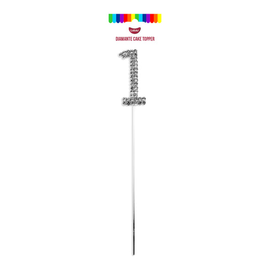 Silver Diamante Number 1 Topper | 4.5cm