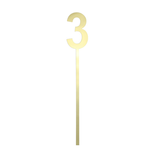 Small Number 3 Topper | Gold