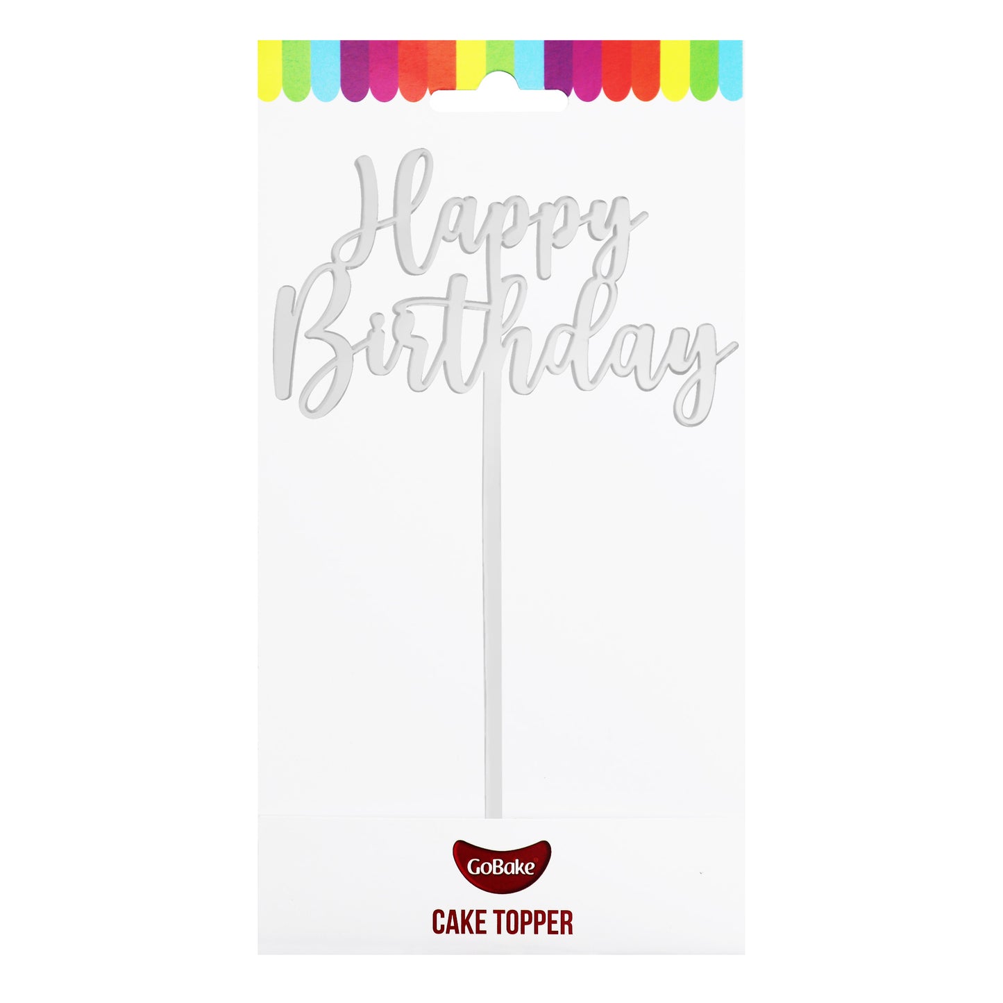 Small Classic Happy Birthday Topper | Silver