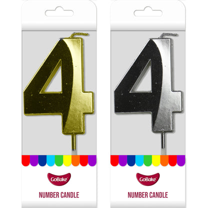 Number 4 Metallic Candle