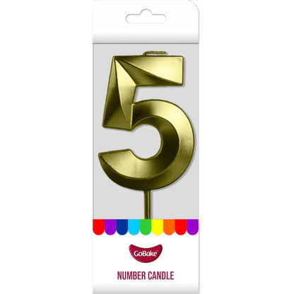 Number 5 Metallic Candle