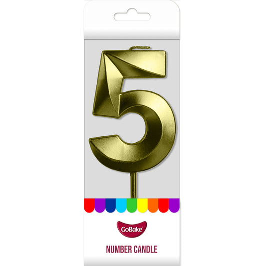 Number 5 Metallic Candle