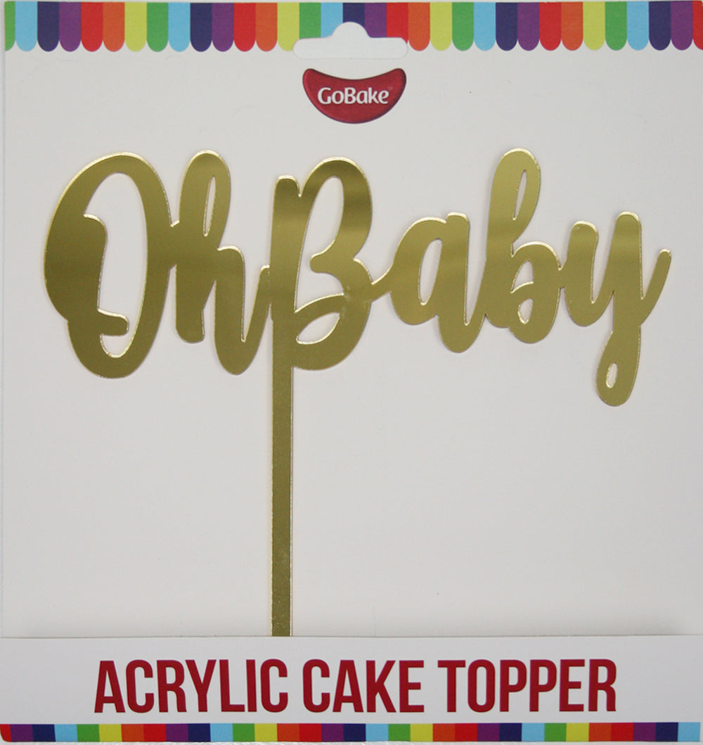 Acrylic Oh Baby Topper | Gold