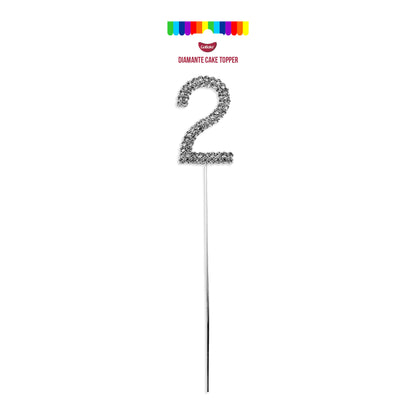 Silver Diamante Number 2 Topper | 4.5cm