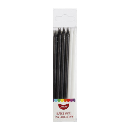 Tall Black/White Candles 12cm | 12pc