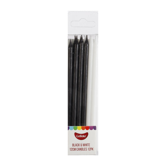 Tall Black/White Candles 12cm | 12pc