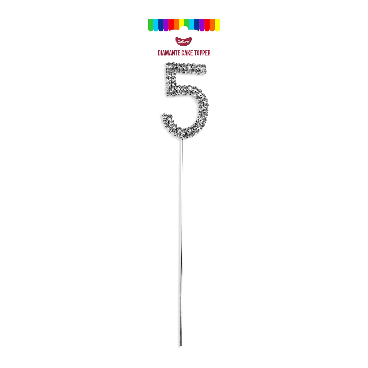 Silver Diamante Number 5 Topper | 4.5cm