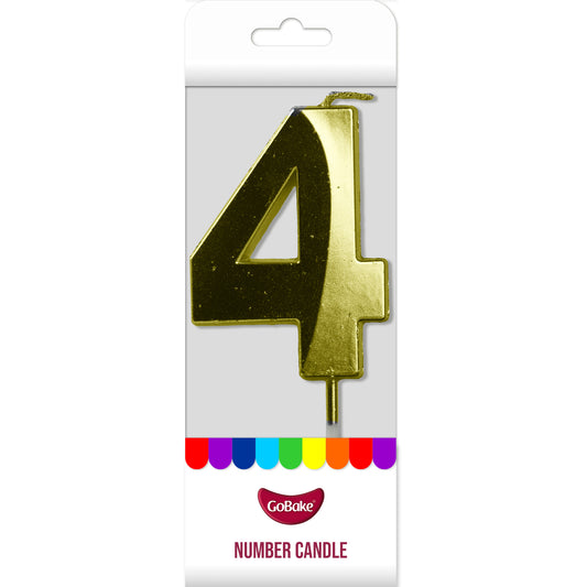 Number 4 Metallic Candle