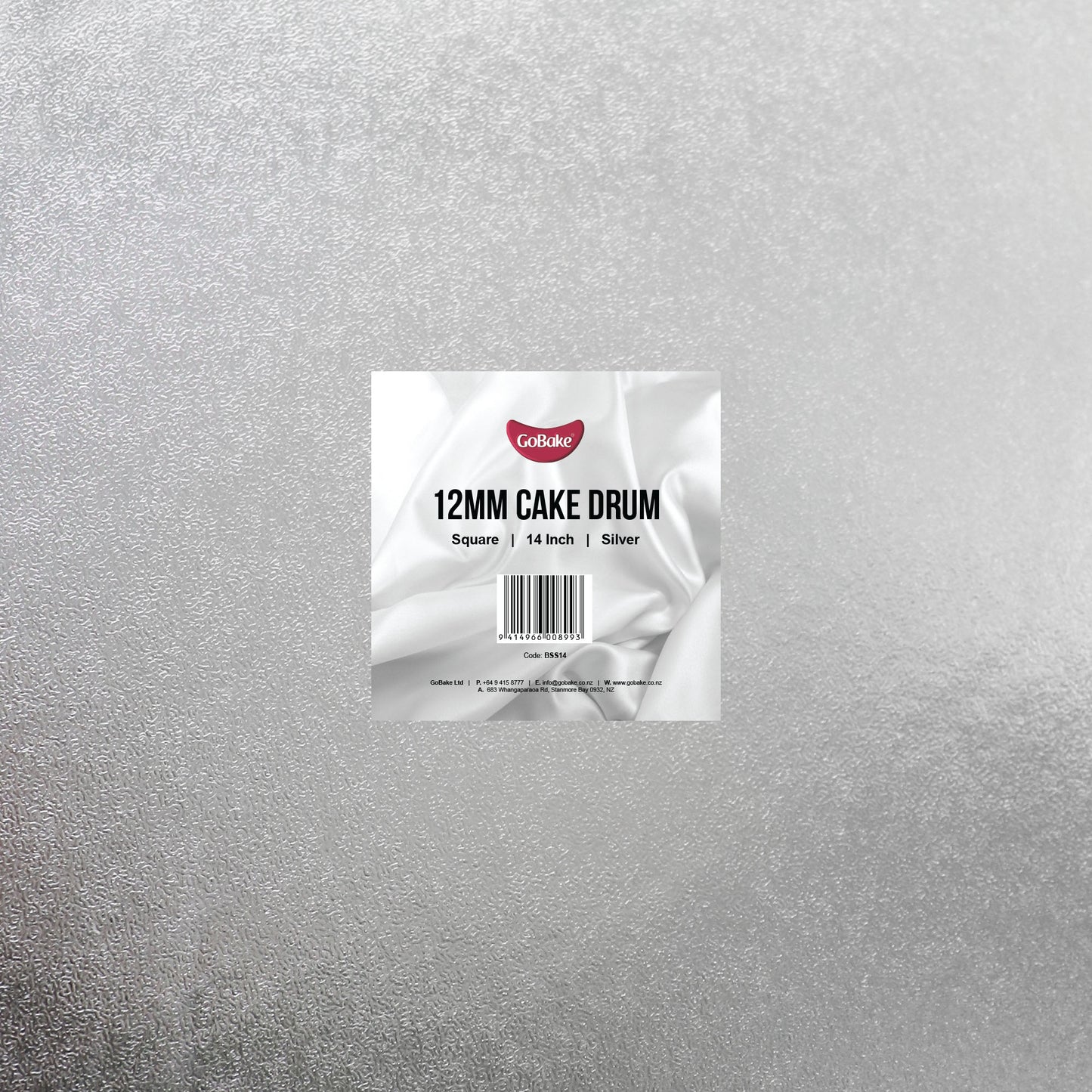 Square Cake Drum 12mm | Silver | 14 Inch