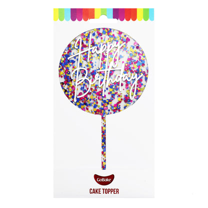 Small Happy Birthday Topper | Rainbow Glitter