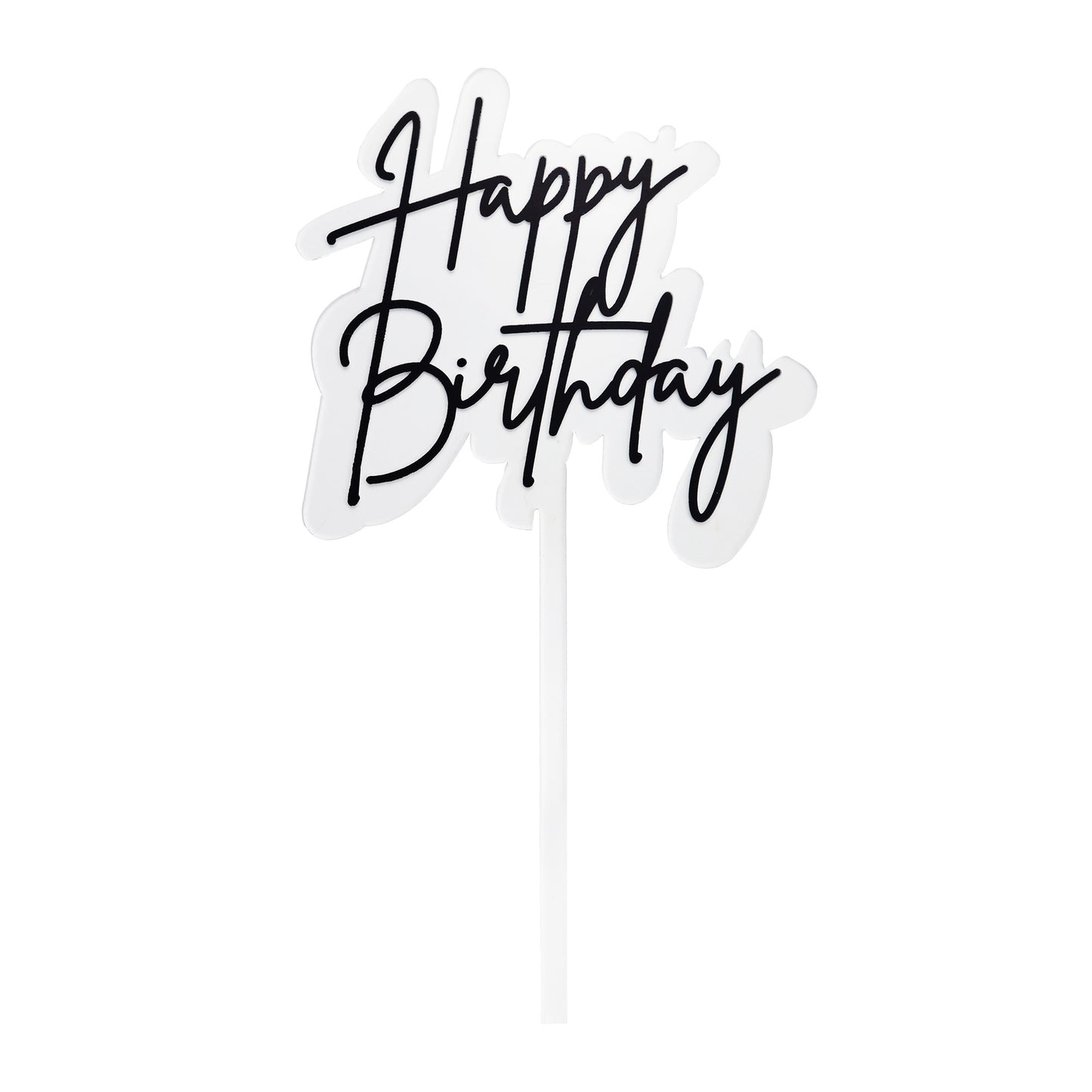 Small Elegant Happy Birthday Topper | Black