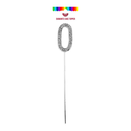Silver Diamante Number 0 Topper | 4.5cm
