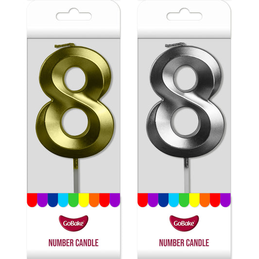 Number 8 Metallic Candle