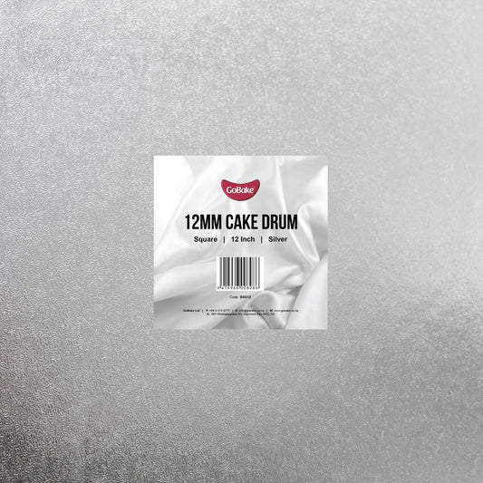 Square Cake Drum 12mm | Silver | 12 Inch